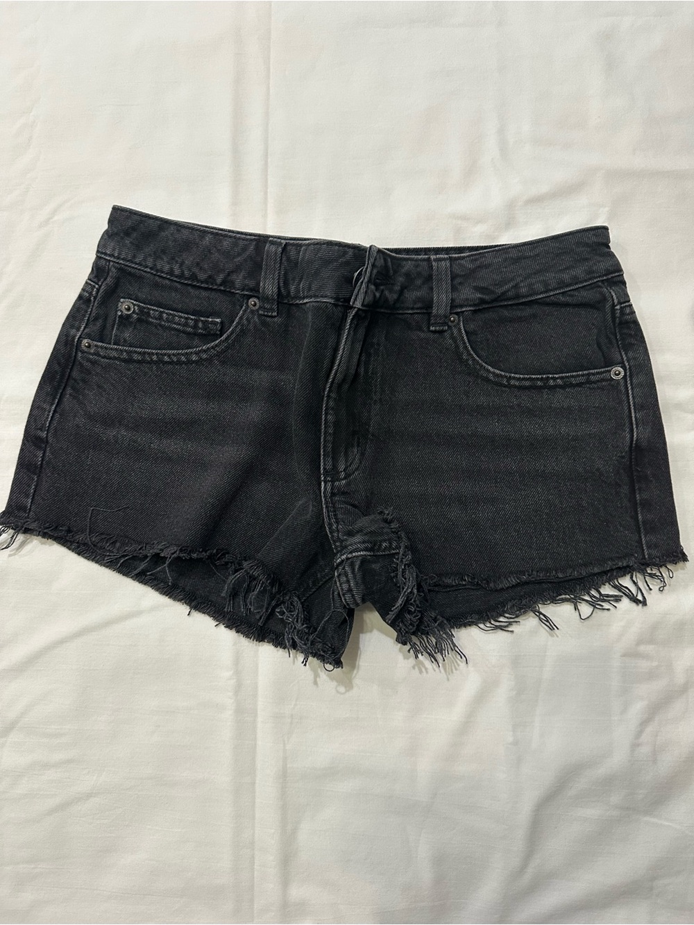 Garage Black Frayed Hem Denim Shorts